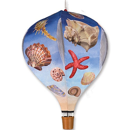 Sea Shells pop-up hot air balloon wind spinner, 19 inch, for garden and patio