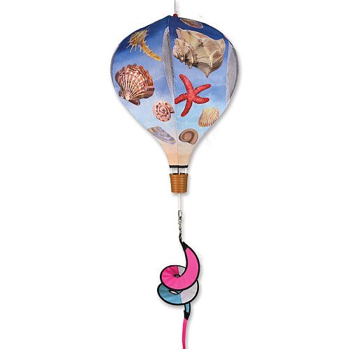 Sea Shells pop-up hot air balloon wind spinner, 19 inch, for garden and patio