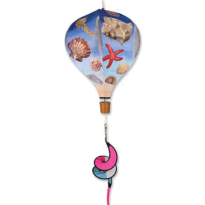 Sea Shells pop-up hot air balloon wind spinner, 19 inch, for garden and patio