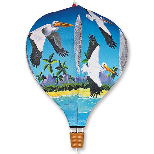 Pelicans pop-up hot air balloon wind spinner, 19 inch, for garden and patio
