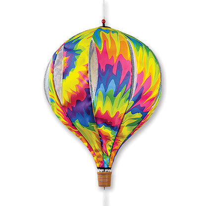 Tie Dye - vibrant swirl pattern detail on hot air balloon wind spinner
