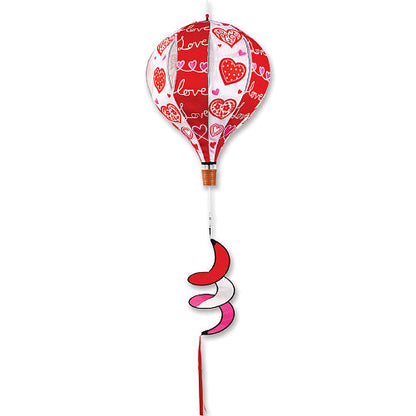 Valentine - red and white heart print hot air balloon wind spinner for Valentine's Day decor
