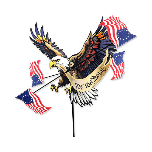 We The People Patriotic Eagle 28 inch whirligig spinner with American flags for yard decor