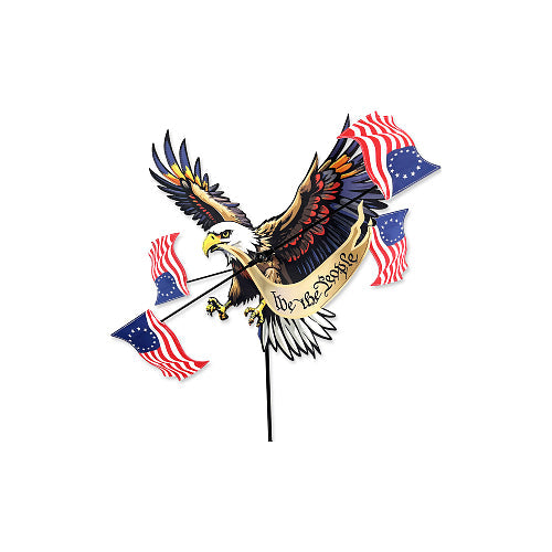We The People Patriotic Eagle 17 inch whirligig spinner with American flags for yard decor