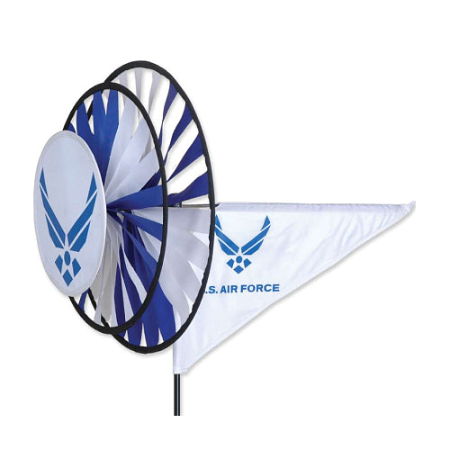 U.S. Air Force logo on a blue and white triple spinner
