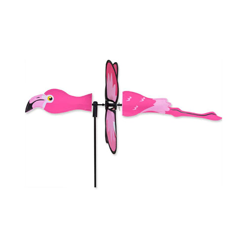 Pink flamingo-shaped yard spinner