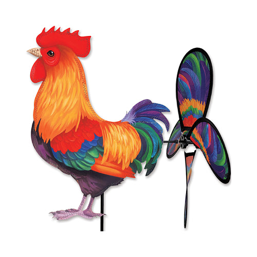 Colorful rooster yard spinner