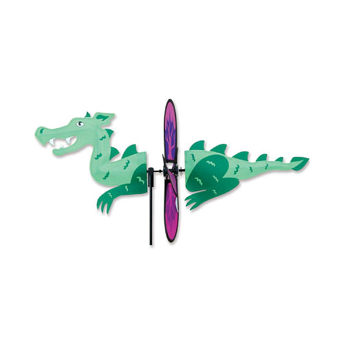 Green dragon yard spinner with purple spinning wings