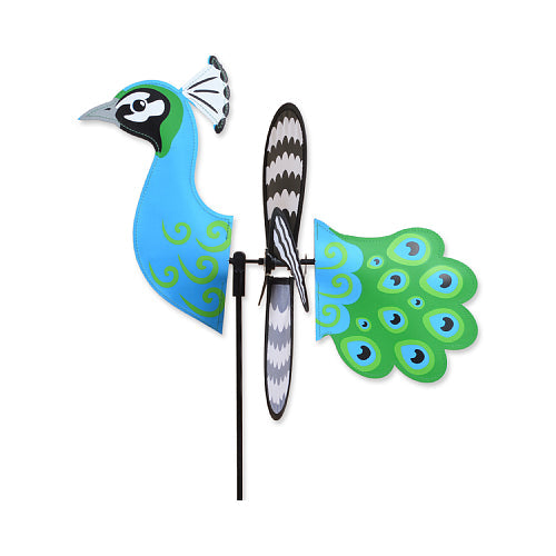 Colorful peacock yard spinner