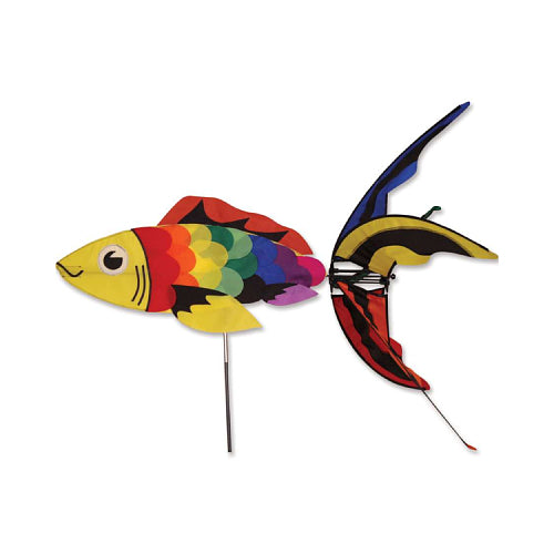 A colorful fish-shaped wind spinner
