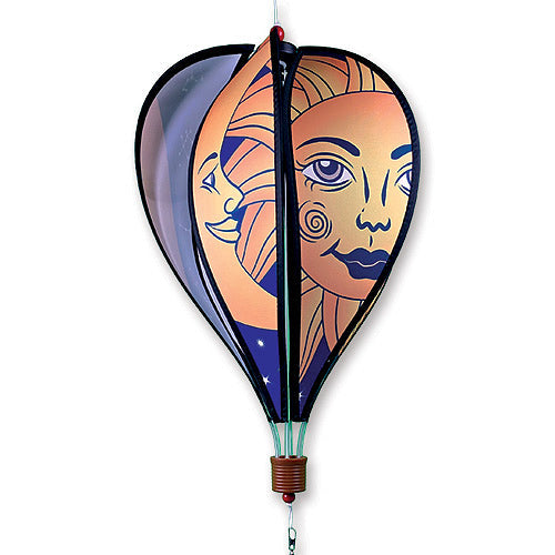 Celestial Sun and Moon hot air balloon spinner detail with spiral tail