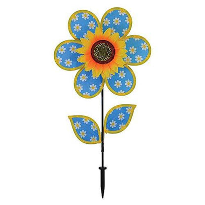 Decorative sunflower design with daisy pattern on the petals and leaves with a yellow sunflower in the middle