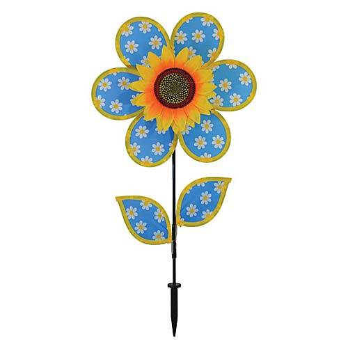 Decorative sunflower design with daisy pattern on the petals and leaves with a yellow sunflower in the middle