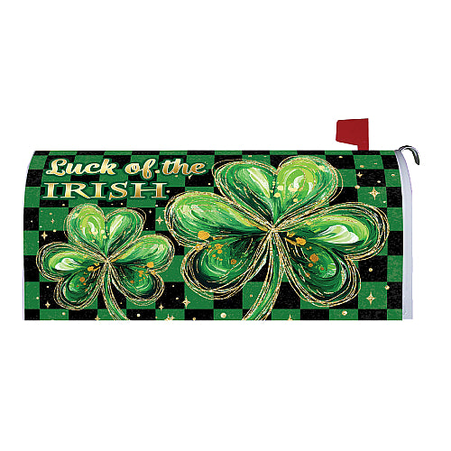 CHECKERED SHAMROCK Large Magnetic, St. Patrick's Day Mailbox Cover