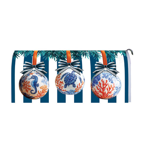 Coastal Ornaments oversized magnetic Christmas mailbox cover with seahorse, sea turtle, and coral