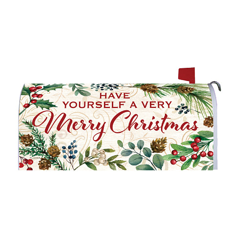 Very Merry oversized magnetic Christmas mailbox cover on a mailbox