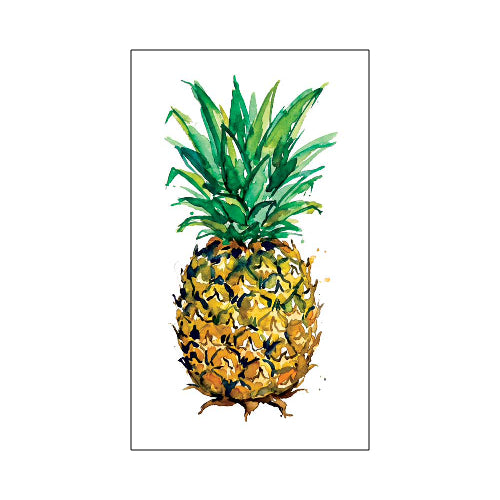 Pineapple Signature Sign™ tropical icon tile - watercolor pineapple with green leaves, 3 x 5 inch PVC address tile