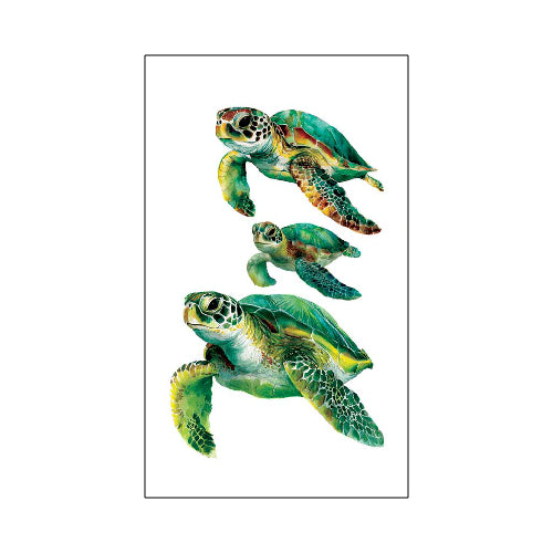 Sea Turtles Signature Sign™ coastal icon tile - three green sea turtles swimming, 3 x 5 inch PVC address tile