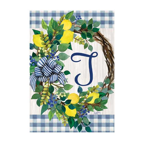 4622FM_Lemon-Wreath-T-monogram-garden-flag-12-x-18