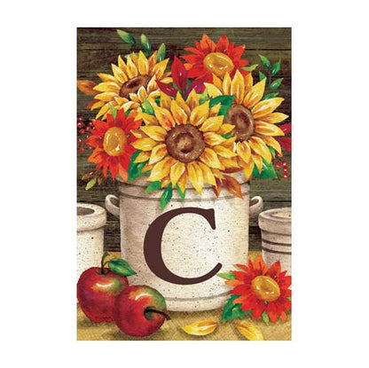 5015FM_sunflower-crock-monogram-C-garden-flag-12-x-18