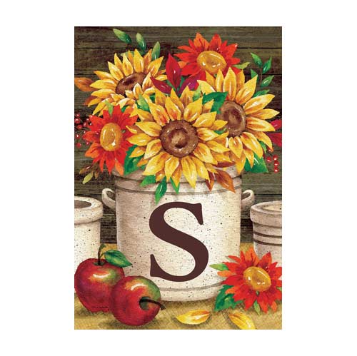 5028FM_sunflower-crock-monogram-S-garden-flag-12-x-18
