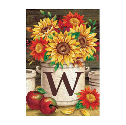 5030FM_sunflower-crock-monogram-W-garden-flag-12-x-18