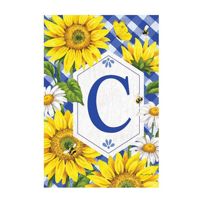 5108FM_Sunflowers-and-Daisies-monogram-C-garden-flag-12-x-18