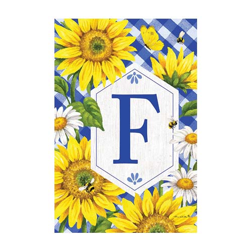 5111FM_Sunflowers-and-Daisies-monogram-F-garden-flag-12-x-18