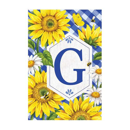 5112FM_Sunflowers-and-Daisies-monogram-G-garden-flag-12-x-18