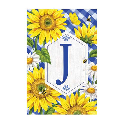 5114FM_Sunflowers-and-Daisies-monogram-J-garden-flag-12-x-18