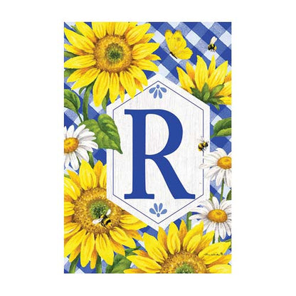 5120FM_Sunflowers-and-Daisies-monogram-R-garden-flag-12-x-18