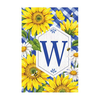 5123FM_Sunflowers-and-Daisies-monogram-W-garden-flag-12-x-18