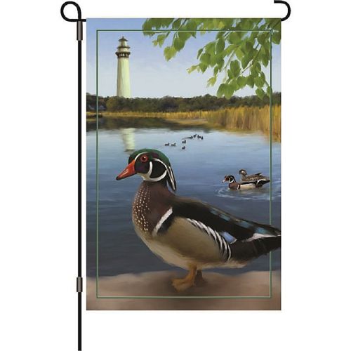 51969_Wood-Ducks-garden-size-pond-lighthouse-flag-12-x-18