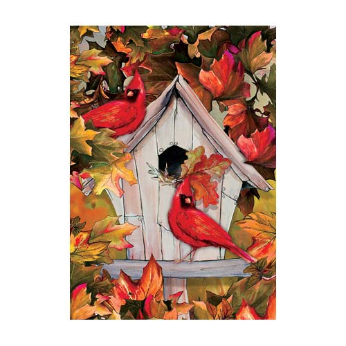 5216FMCardinal-Birdhouse-garden-size-flag-12x18-inch