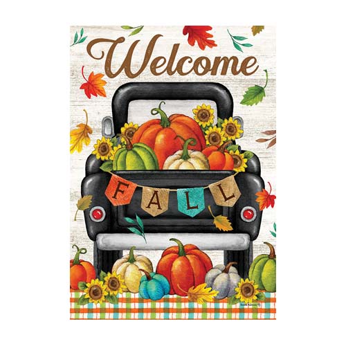 5236FM_Pumpkin-Truck-garden-size-flag-12-x-18