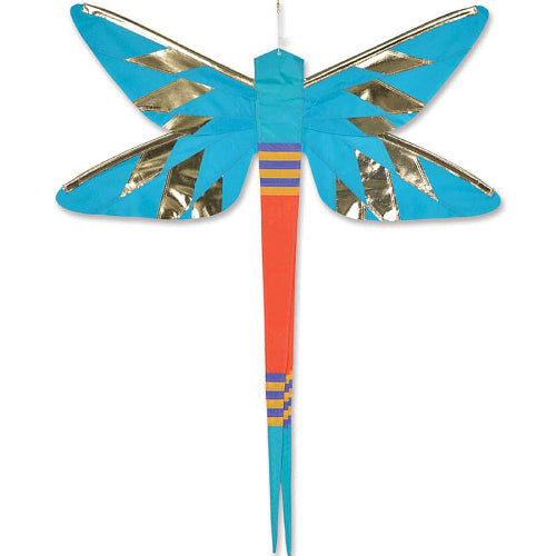 DAMSELFLY Hanging Banner - Blue dragonfly-shaped SoundWinds windsock for garden decor