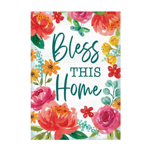 5354FM_Blessed-Floral-garden-size-Bless-This-Home-flag-12-x-18