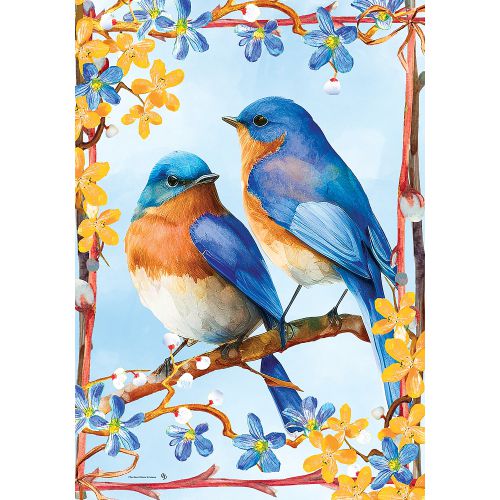 5357FL_Lovely-Bluebirds-standard-size-spring-flag-28-x-40