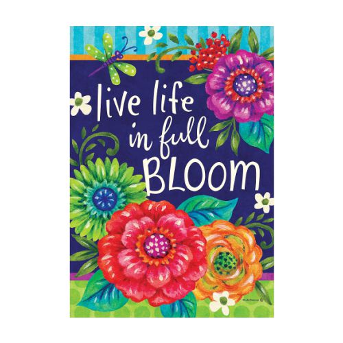 5370FM_Full-Bloom-garden-size-Live-Life-in -full-bloom-flag-12-x-18