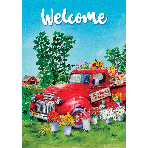 5374FL_Flower-Truck-standard-size-farm-welcome-flag-28-x-40-pick-up-truck