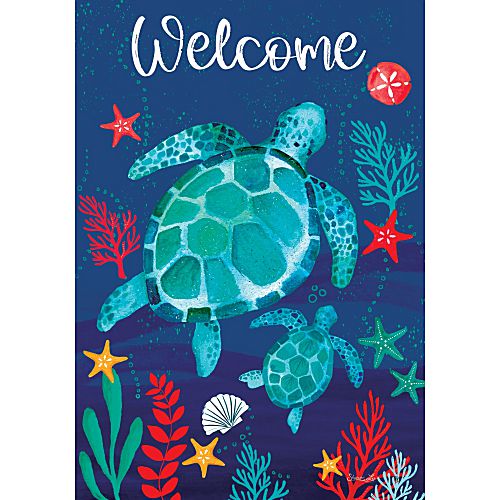 5385FL_Floating-Turtles-standard-size-sea-turtle-welcome-flag-28-x-40