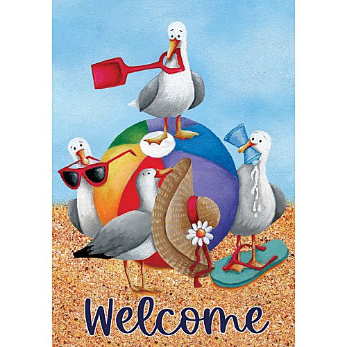5386FM_Silly-Sea-Gulls-garden-size-shore-welcome-flag-28-x-40