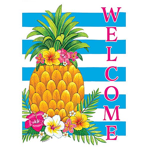 5389FL_Pineapple-Stripe-standard-size-tropcial-summer-flag-28 x 40