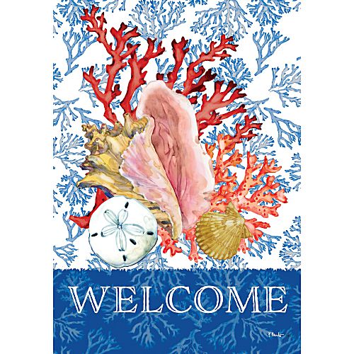 5393FL_Conch-and-Coral-standard-size-sea-welcome-flag-28-x-40