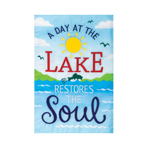 LAKE SOUL Garden Size Summer Burlap Applique Flag - 12" x 18"