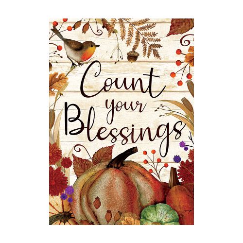 COUNT YOUR BLESSINGS Garden Size, Thanksgiving Flag - 12" x 18"