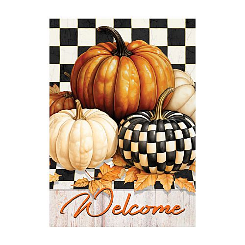 5463FM_Checkered-Pumpkin-garden-size-fall-flag-12-x-18