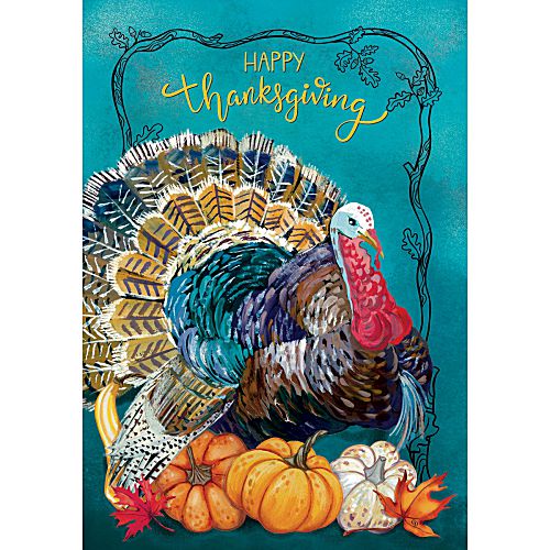 5482FL_Teal-Turkey-standard-size-Thanksgiving-flag-28-x-40