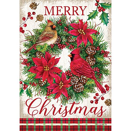 5484FL_Cardinal-Wreath-standard-size-Merry-Christmas-flag-28-x-40