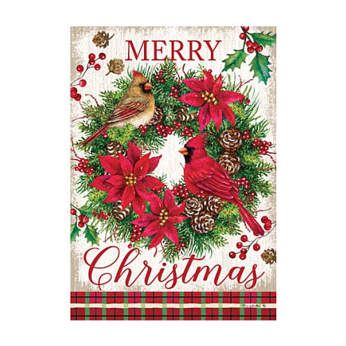 5484FM_Cardinal-Wreath-garden-size-Merry-Christmas-flag-12-x-18